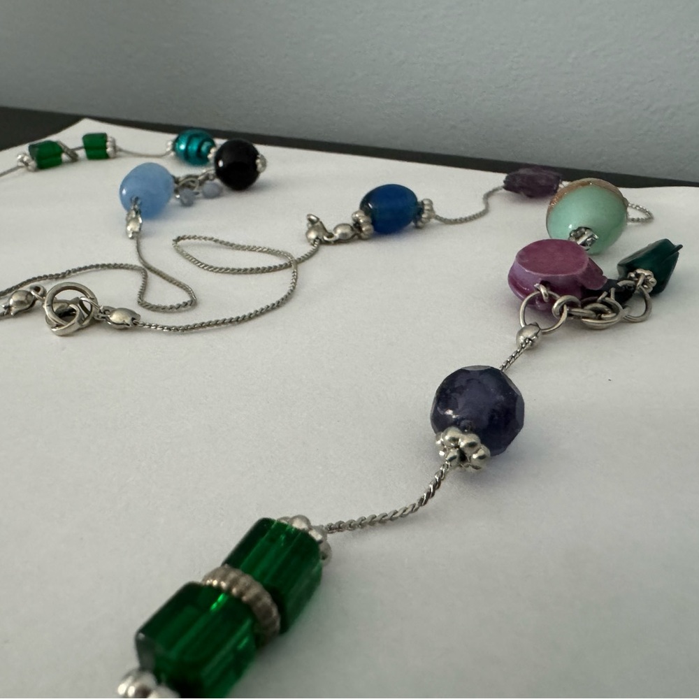 22" Lane Bryant glass bead silver tone necklace - Picture 9 of 11